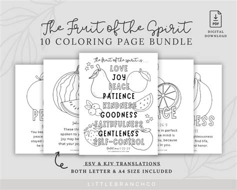 Printable Fruit Of The Spirit Coloring Page Bundle Esv Fruit Of The