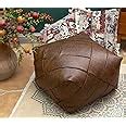 Amazon RISEON Boho Handmade Faux PU Leather Moroccan Pouf Cover