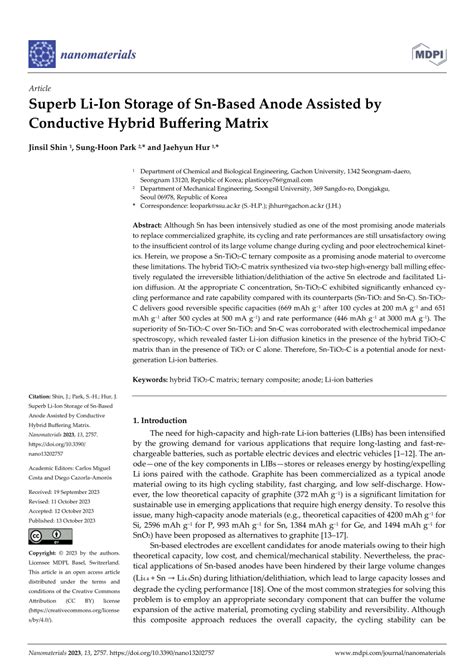 Pdf Superb Li Ion Storage Of Sn Based Anode Assisted By Conductive