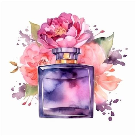 Premium AI Image Watercolor Perfume Illustration AI Generative