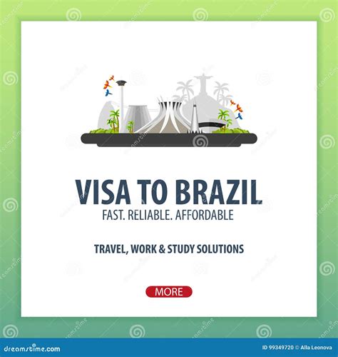 Visa To Brazil. Travel To Brazil. Document for Travel. Vector Flat