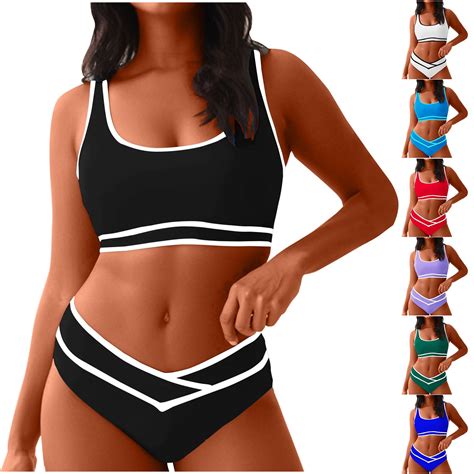 Pstuiky Tankini Swimsuits For Women Women High Waisted Bikini Set Sports Two Piece Swimsuit