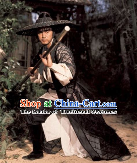 Chinese Ancient Swordsman Clothing Knight Costumes And Bamboo Hat