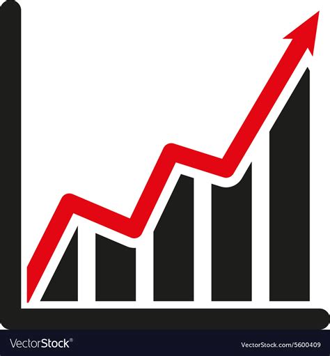 Growing Graph Icon Growth And Up Symbol Flat Vector Image