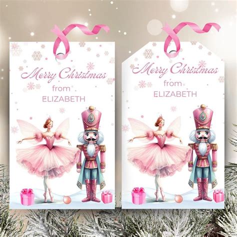 Editable Nutcracker Favor Tags Pink Nutcracker Gift Tags Sugar Plum