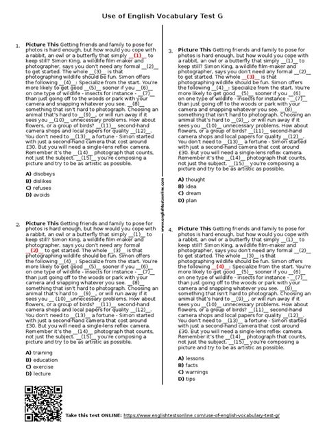183 Use Of English Vocabulary Test G Pdf Camera Photograph