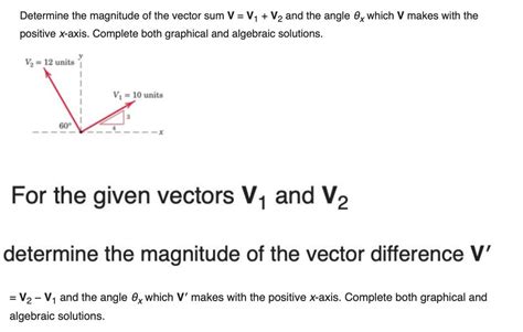 Solved Determine The Magnitude Of The Vector Sum V V1 V2 Chegg