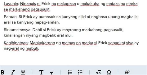 May Markahang Pag Susulit Si Erick Siya Ay Pumasok Sa Kanyang Silid At