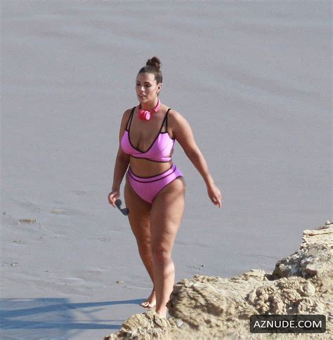 Ashley Graham Wearing A Pink Bikini At The Beach In Los Angeles California AZNude