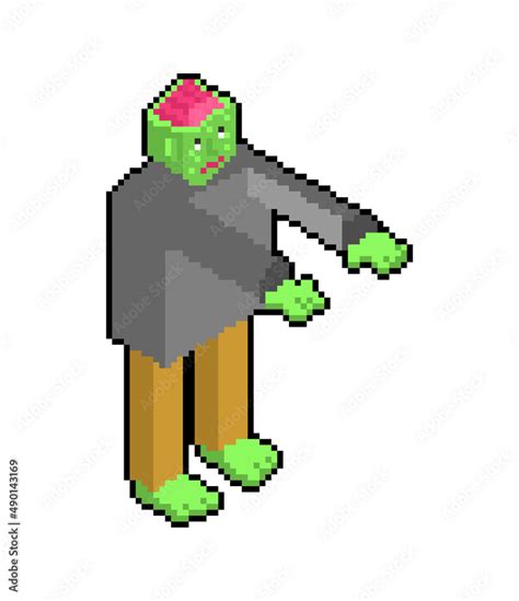 Zombie Pixel Art 8 Bit Dead Man Monster Pixelated Zombi Vector Illustration Stock Vector