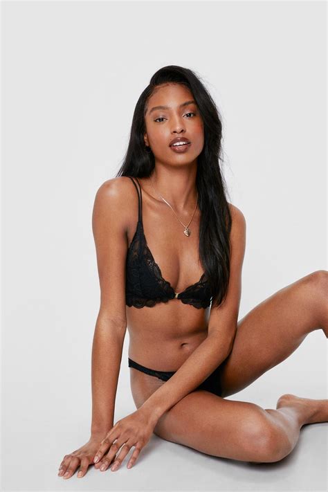 Strappy Lace Bralette And High Leg Knickers Set Nasty Gal