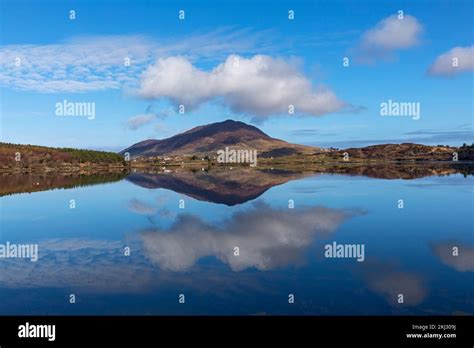 Ireland Connemara Connemara National Park Reflection Of Landscape In