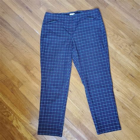 J Jill Pants Jumpsuits J Jill Cotton Navy Blue White Grid