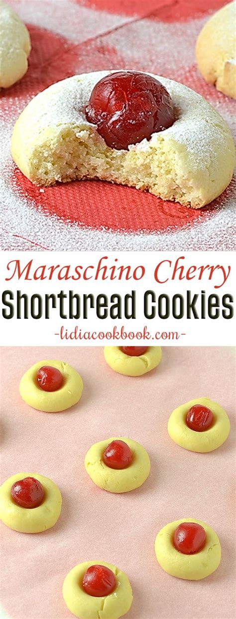 Maraschino Cherry Shortbread Cookies Lidias Cookbook