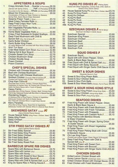 Menu At Wrentham Chinese Takeaway Fast Food Wrentham