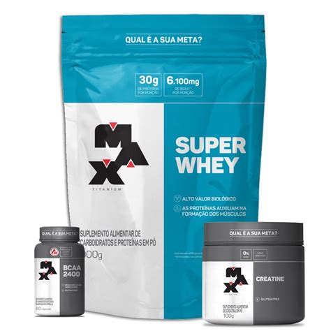 Combo 1x Super Whey Protein 900g 1x Creatina 100g 1x Bcaa 60 Caps