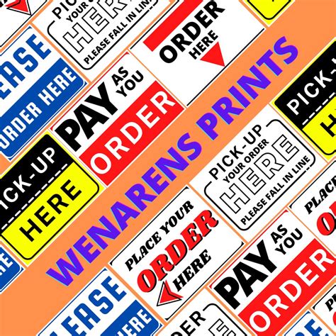 Order Here Pick Up Here Pay As You Order Laminated Sign Board A4