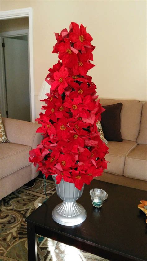 Poinsettia Tree Made By Me Christmas Tree Design Poinsettia Tree Tree Designs