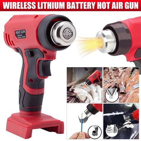 360w Cordless Heat Gun Portable 400 Hot Air Gun With 4 Nozzle Fit For Milwaukee 18v