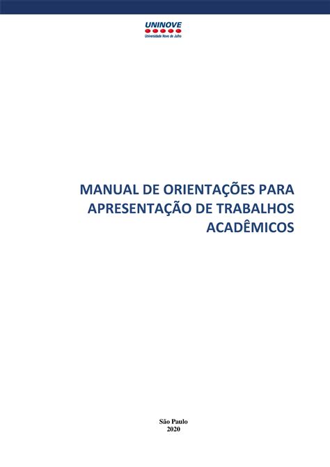 Manual De Trabalhos Acad Micos Abnt Manual De Orienta Es Para