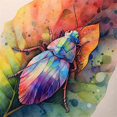 Premium Ai Image A Watercolor Painting Of A Colorful Bug