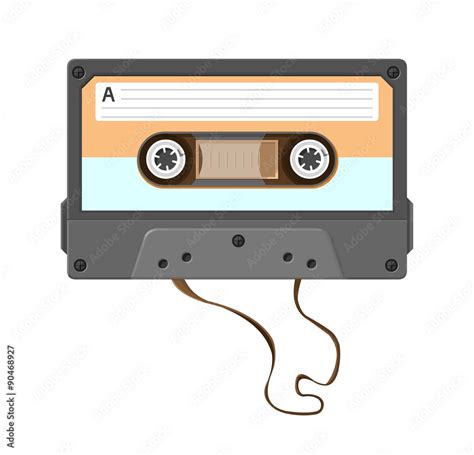 Broken Cassette Tape. A blank retro audio cassette tape that is broken ...