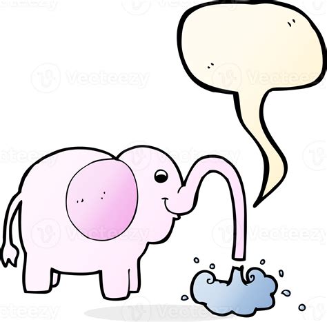 Cartoon Elephant Squirting Water With Speech Bubble 43489860 Png