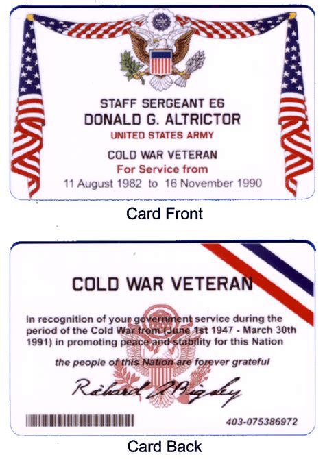 Cold War Service Certificate