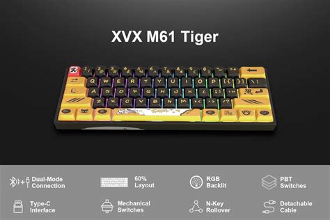 Womier XVX M61 Tiger Themed 2 4G Wireless Mechanical Keyboard Wired