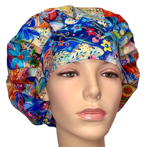 Scrub Caps Multi Fairies Garden Floral Scrubheads Floralscrub Hat Scrub