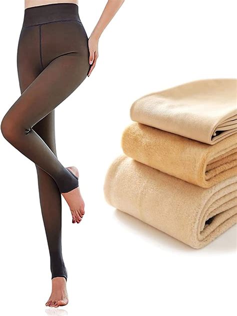 Yaepoip Women Flawless Legs Fake Translucent Warm Fleece Nude Tights