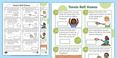 Tennis Ball Games Activity Sheet Hecho Por Educadores