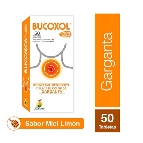 BUCOXOL TRIPLE ACCION MIEL LIMON 50 TABLETAS FarmaciasVer