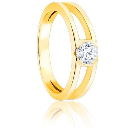 Promesse Bague Solitaire Or Jaune 750 Et Diamant Ocarat