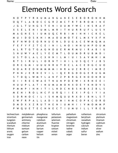 Elements Of The Periodic Table Word Scramble WordMint