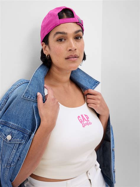 Gap Barbie Adult Arch Logo Cropped Tank Top Gap