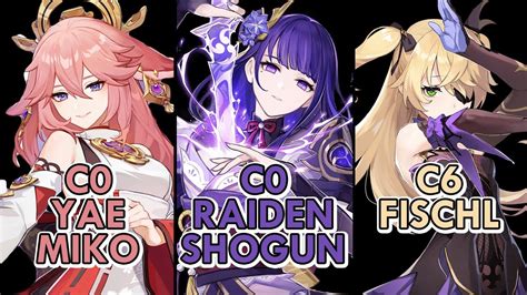 Yae Miko C0 Vs Raiden Shogun C0c2 Vs Fischl C6 Whos Better Dps Comparison Genshin