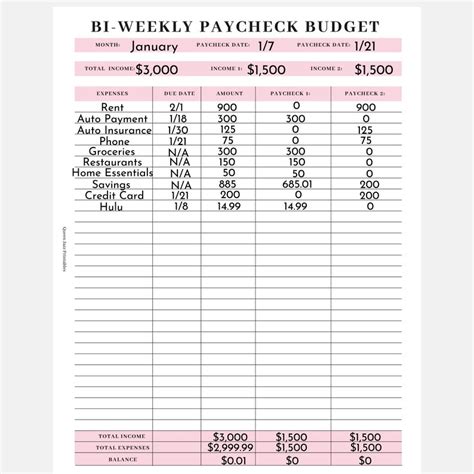 Bi Weekly Paycheck Budget Bill Organizer Paycheck Planner Etsy Israel