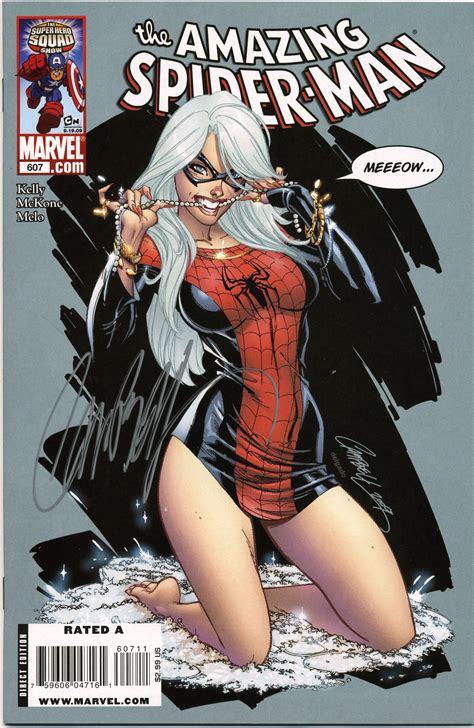 The Black Cat On The Cover Of Amazing Spider Man 607 Signed By Artist