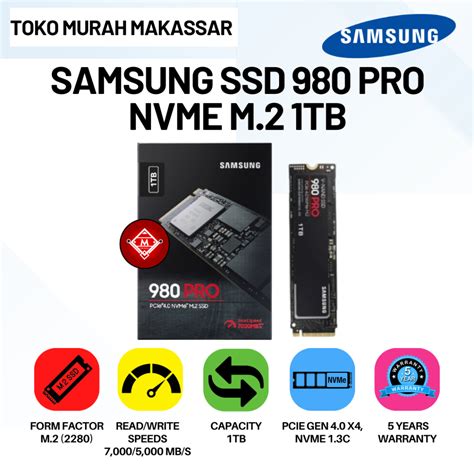 Jual SSD Samsung 980 PRO 1TB SSD M 2 Nvme PCIE Gen 4 NON HEATSINK