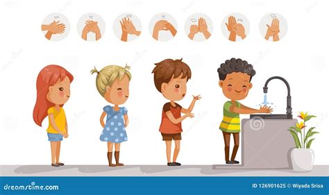 Wash hands kids stock illustration. Illustration of healthy - 126901625