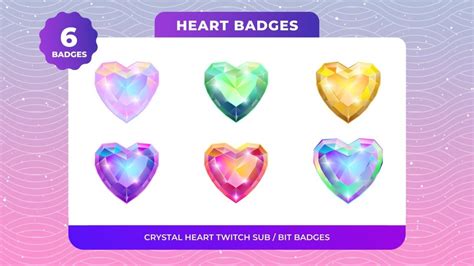 Crystal Heart Twitch Badges Gaming Visuals