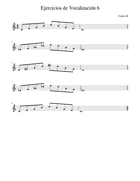 Ejercicio De Vocalización 6 Sheet Music For Piano Solo Easy