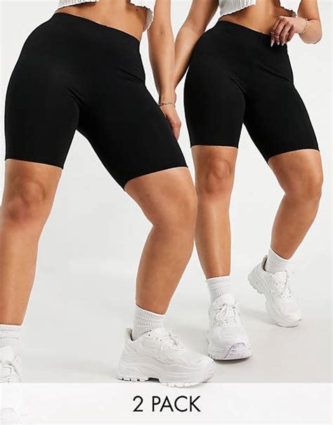 Asos Design Hourglass 2 Pack Basic Legging Shorts In Black Asos