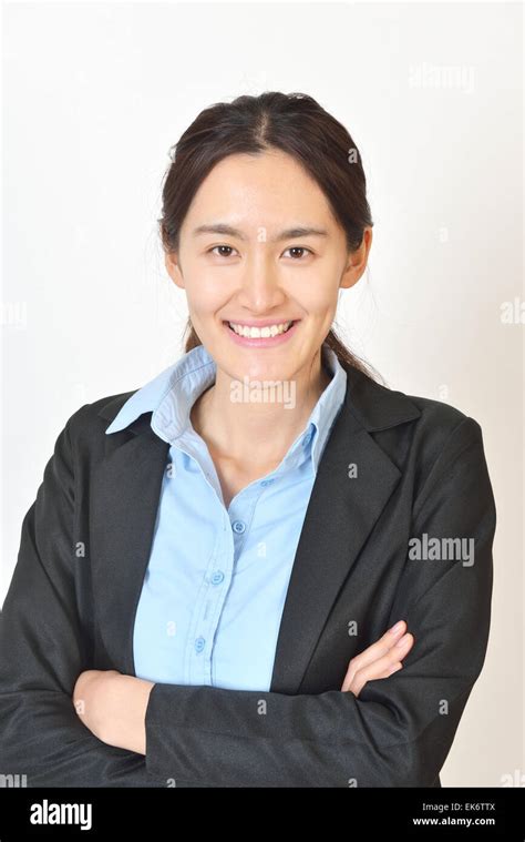 Smiling Business Woman Isolated Over White Background Stock Photo Alamy