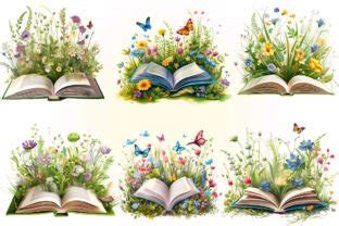 Floral Open Book Sublimation Clipart Graphic By Sumim Creative