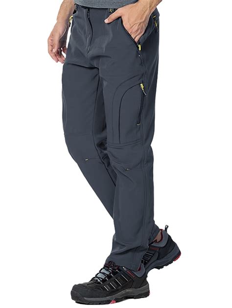 Mens Fleece Lined Pants Hiking Pants Trousers Softshell Pants Winter