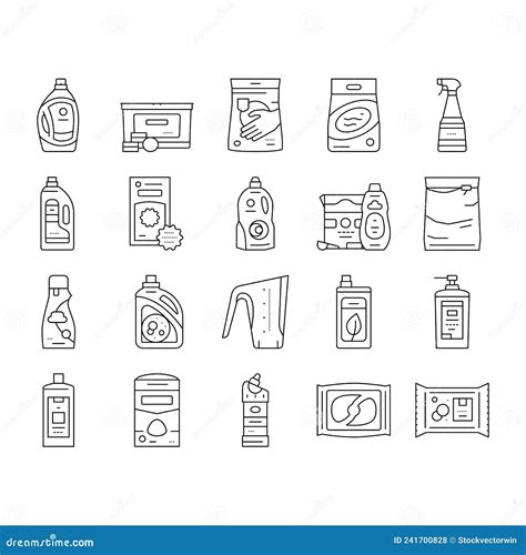 Detergent Organic Laundry Soap Icons Set Vector Stock Vector