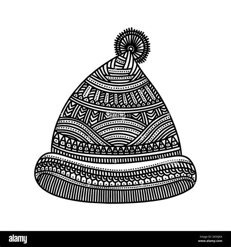 Doodle Style Illustration Knitted Winter Hat A Design Element Stock Vector Image And Art Alamy