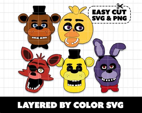 Svg Bundle Five Nights At Freddy S Fnaf Digital File Layered By Colour Svg Cricut Etsy